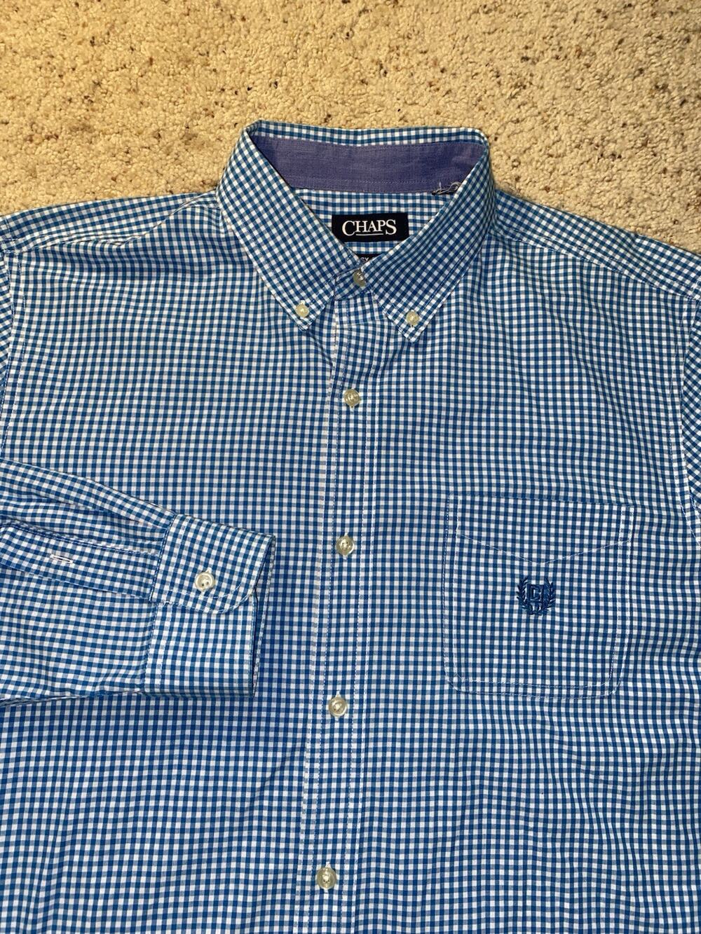 Chaps Sports Mens XL Beach Blue Button Up Down Dress Work Shirt